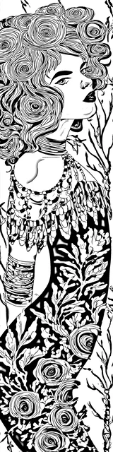 Free colorable bookmarks of a mermaid in a fancy dress